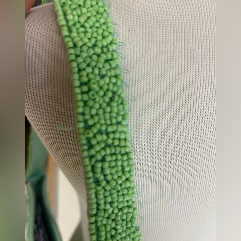 Viral Beaded Shoulder Bag - Lime Green and Cream - Made in India NWT - Picture 12 of 12
